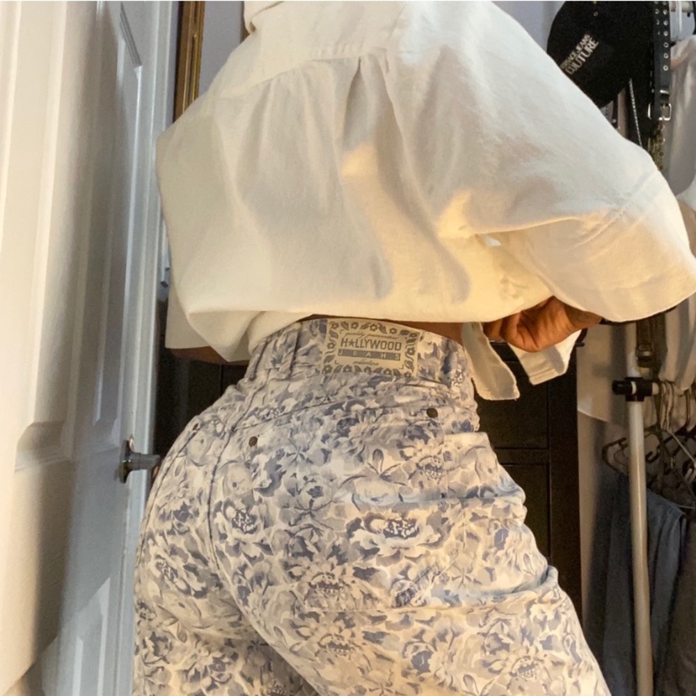 VINTAGE HOLLYWEAD JEANS FLORAL DESIGN PANTS